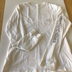 Vineyard Vines Long Sleeve Boys T Shirt  Size XL(18) White 100% Cotton